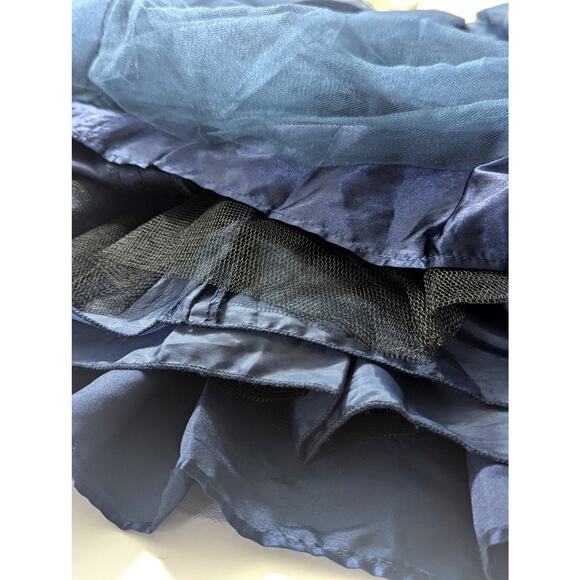 Dorissa Ivory & Navy Blue Gold Shimmer Rosette Dress Tulle Skirt | Girls Size 7 - Picture 8 of 9